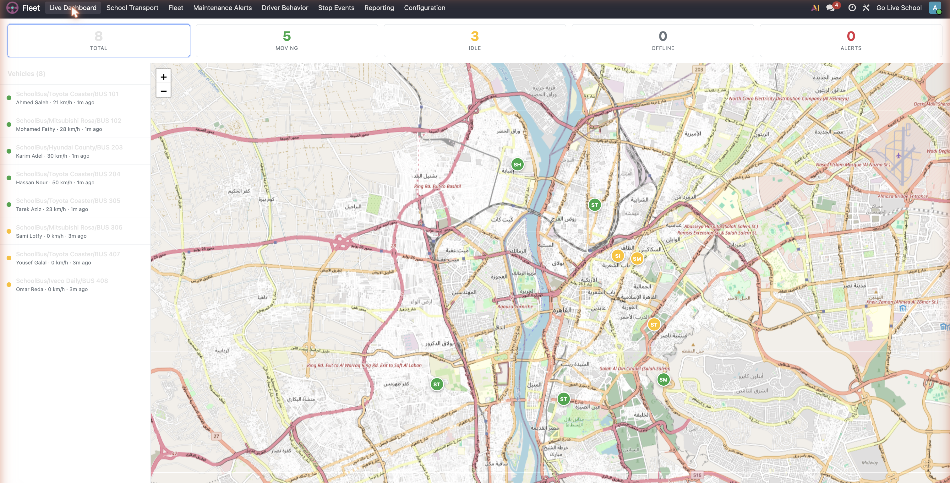 Live bus dashboard