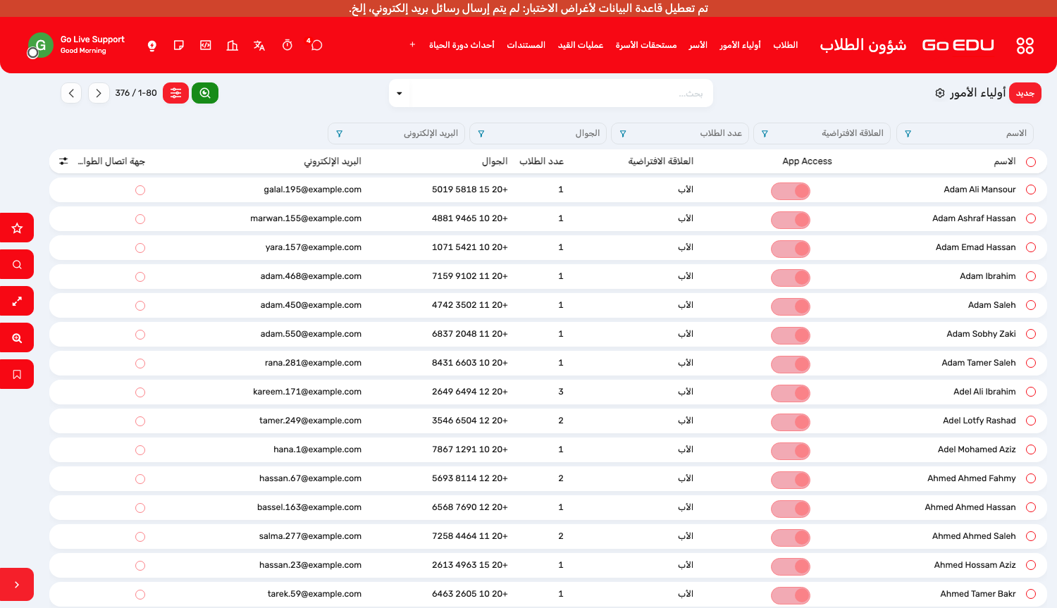 أولياء الأمور، ومعهم الأبناء المرتبطون بكل منهم